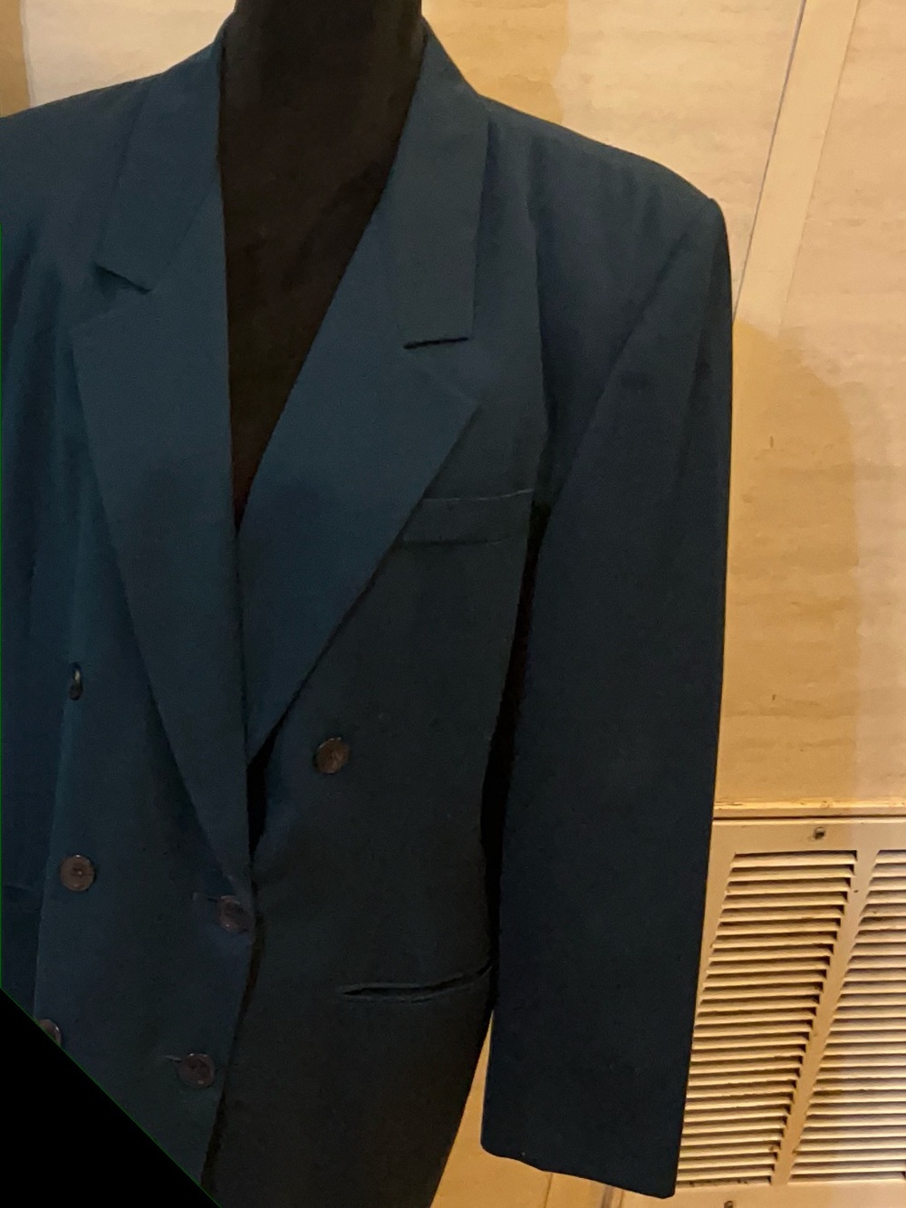 Vintage JH Collectibles Two Piece Skirt Suit, Teal 100% Wool - Picture 3 of 13